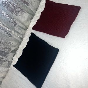 Two Ribbed Knit Crop Tube Tops Bralettes Shirts